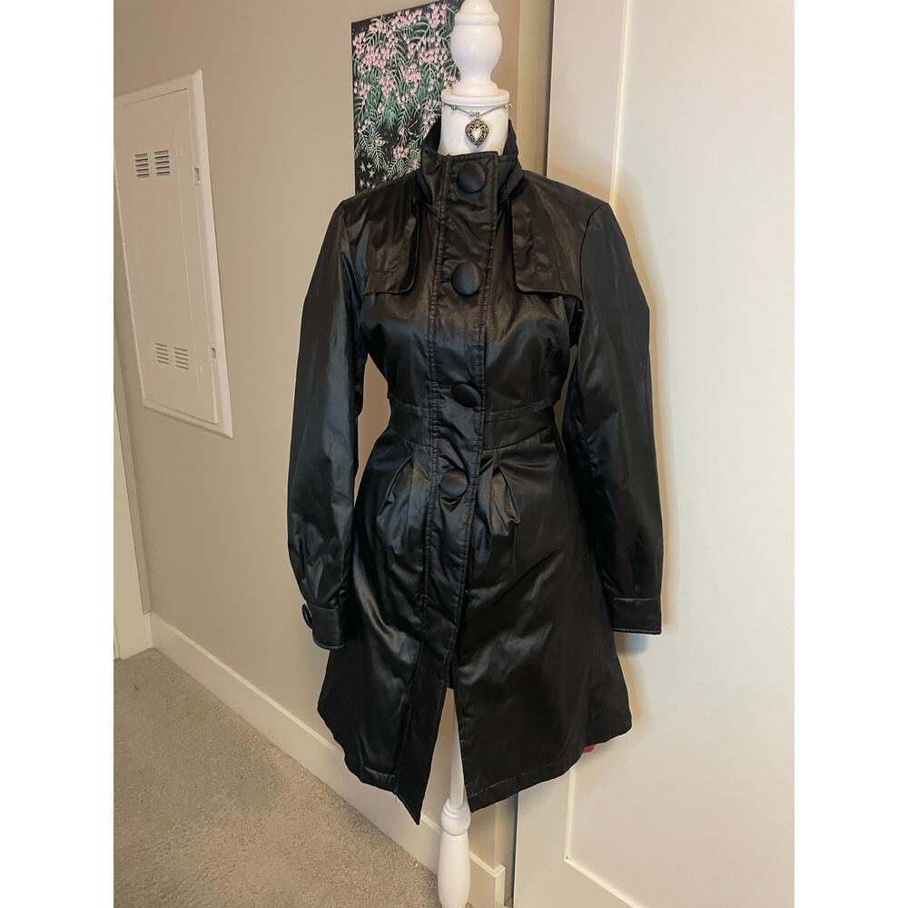 black shiney y2k peacoat